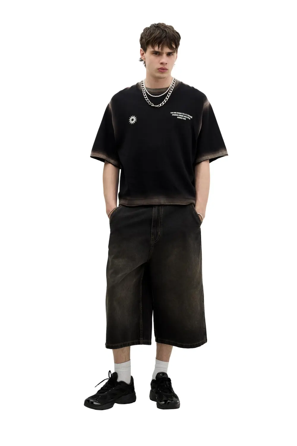 Knit T-shirt with faded edges