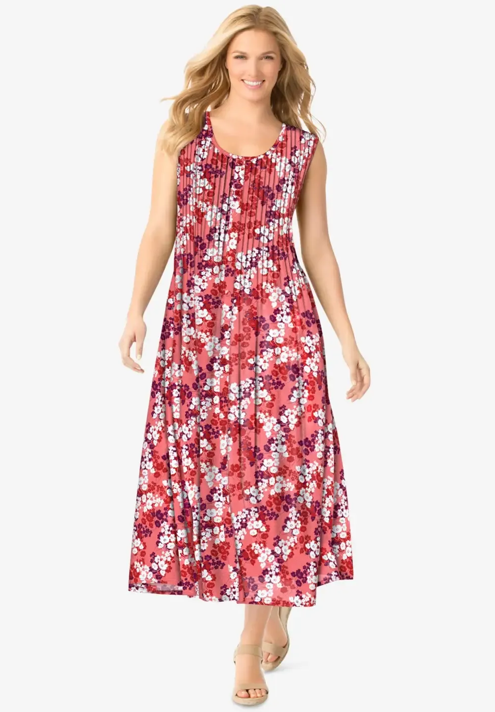 Pintucked Sleeveless Dress