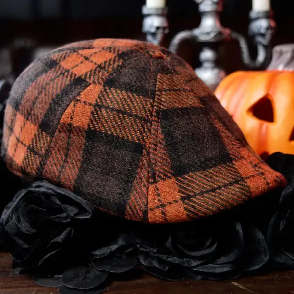 The Jack-O’-Rose Boston Scally Cap - Orange Plaid