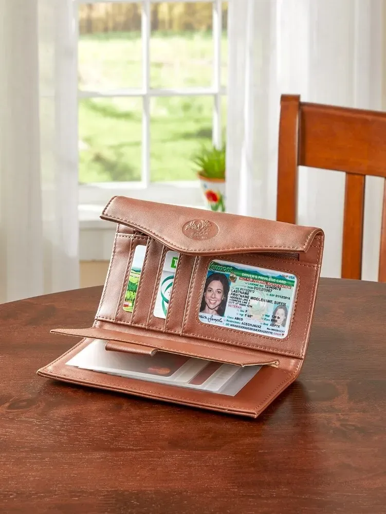 Women's Leather RFID-Blocking Organizer Clutch