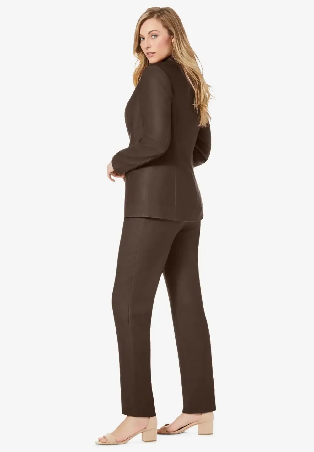2-Piece Stretch Crepe Single-Breasted Pantsuit