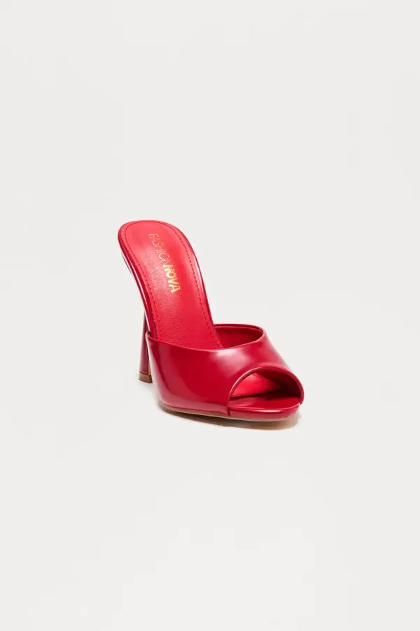 Brio Peep Toe Mules - Burgundy