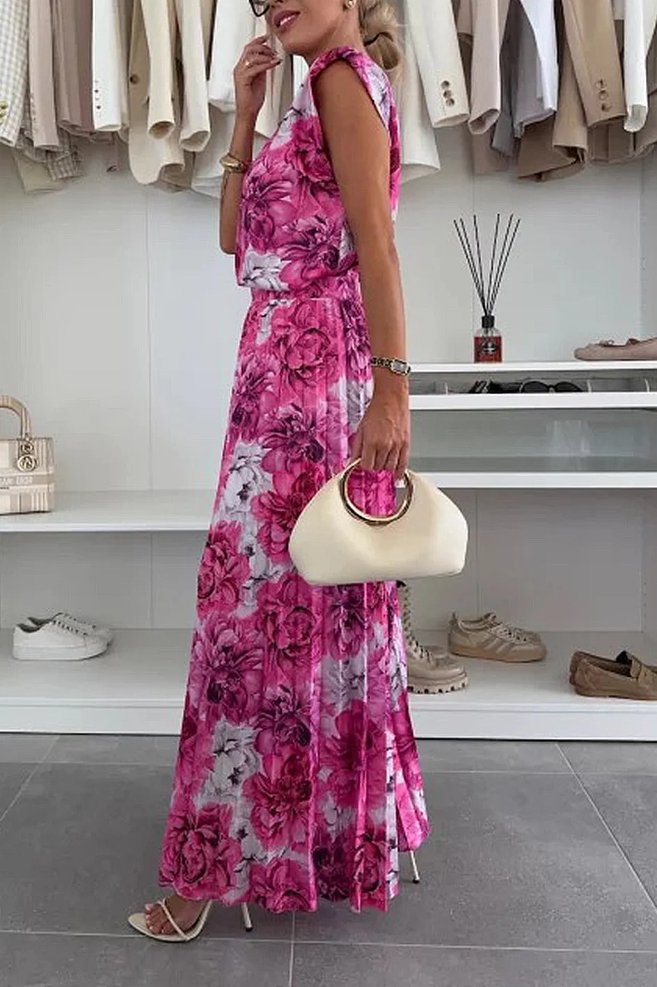 Women'S Stylish Casual Comfortable Top And Pleated Wide Pants Two-Piece Set