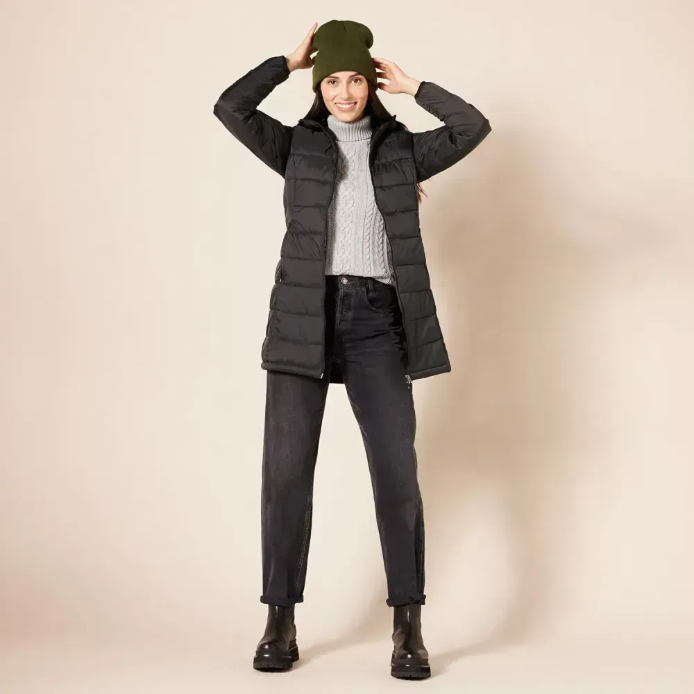 Women's Lightweight Water-Resistant Hooded Puffer Coat (Available in Plus Size)