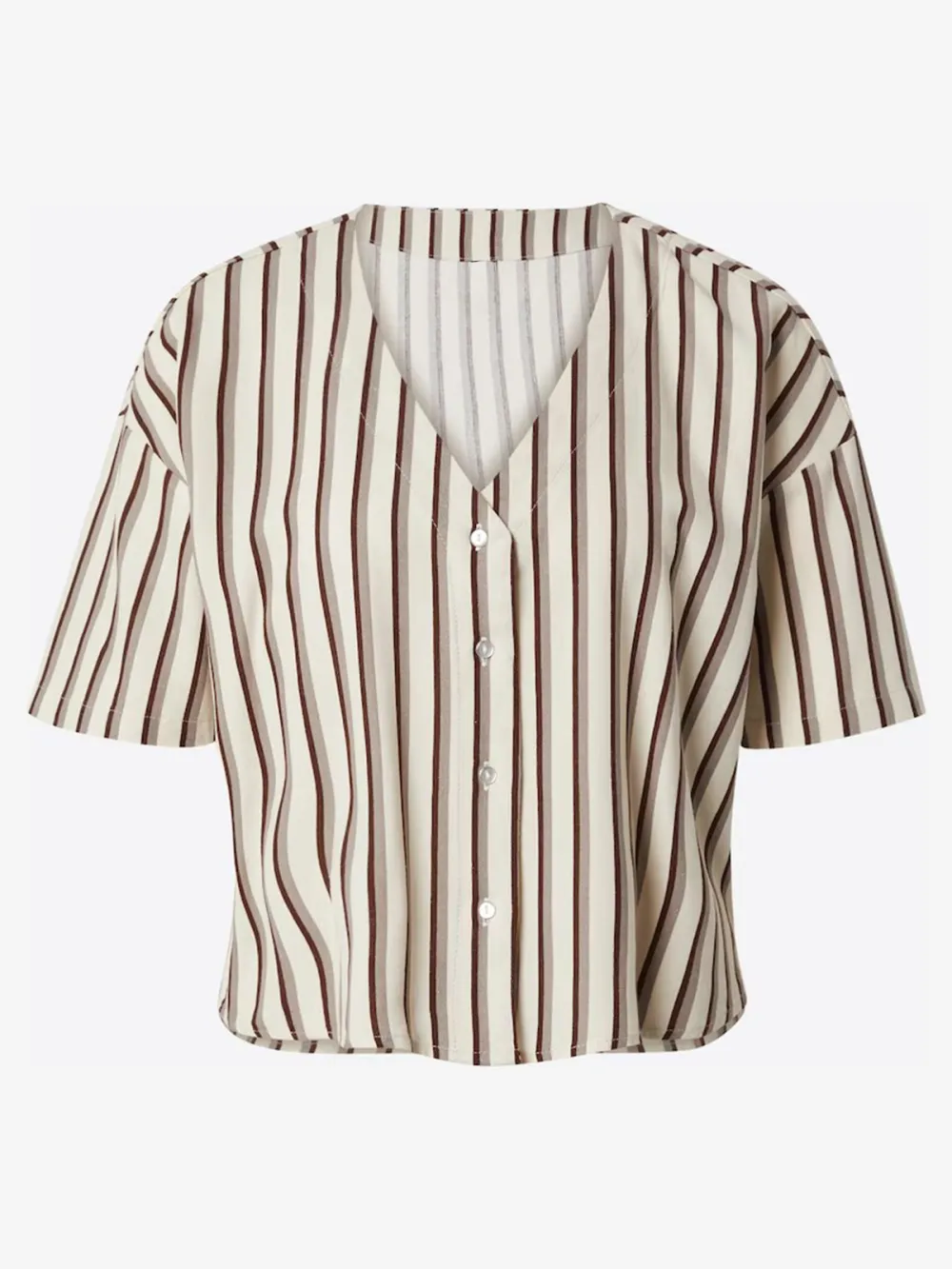 Striped Short Sleeve Blouses