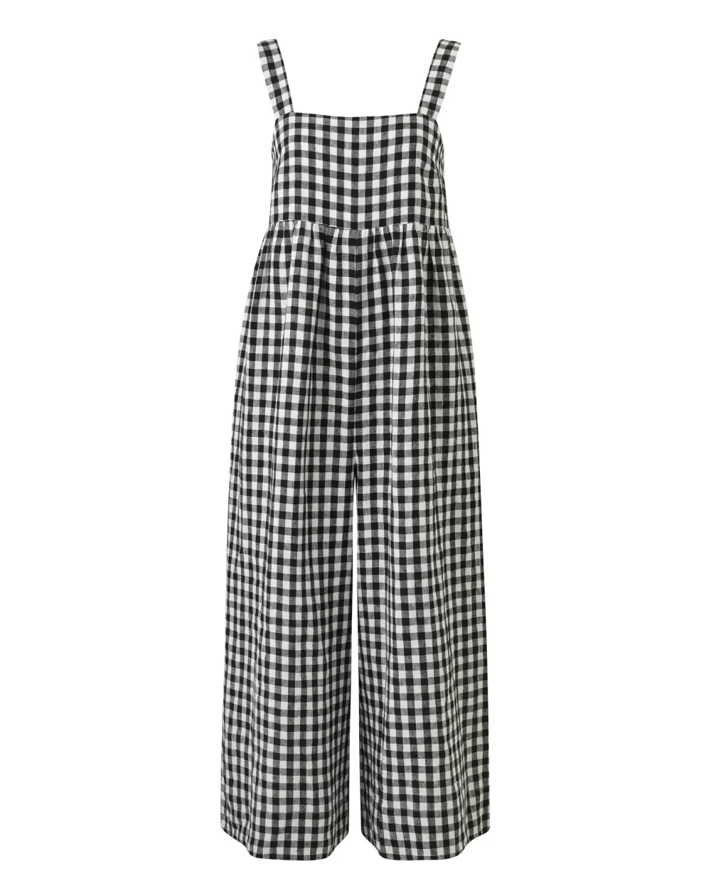 BLACK & WHITE GINGHAM LINEN JUMPSUIT