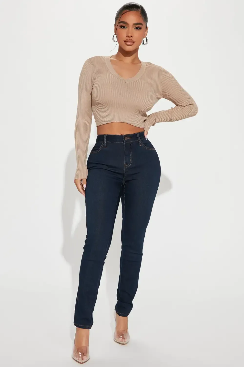 Petite Classic Mid Rise Skinny Jeans - Dark Denim