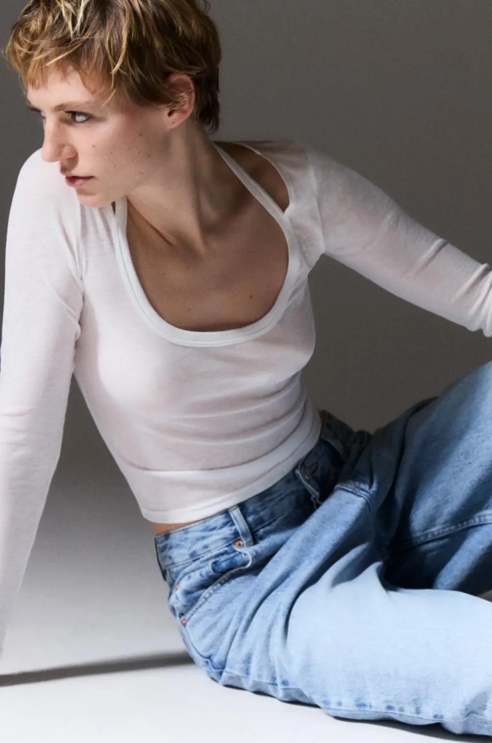 Double long sleeve strappy top