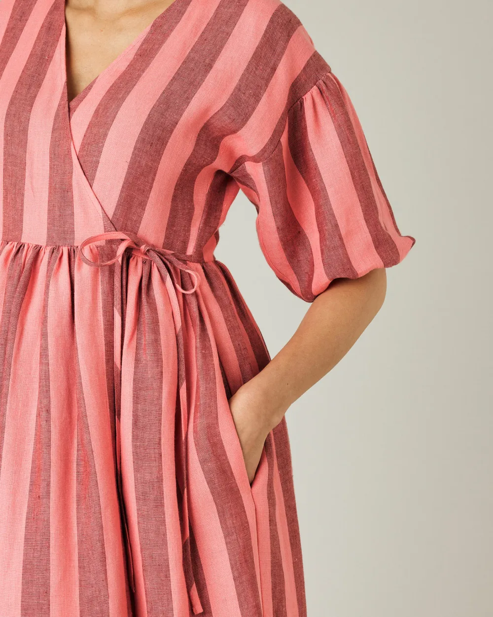 BLUSH STRIPE LINEN DRESS