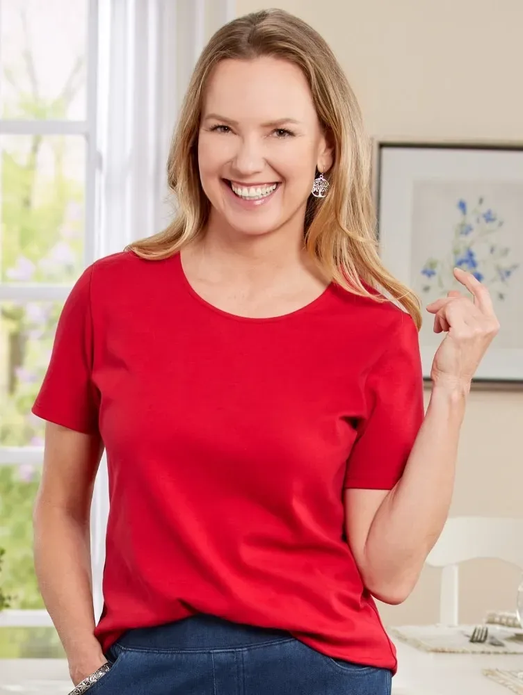 Women's USA Cotton Short-Sleeve Crewneck Tee