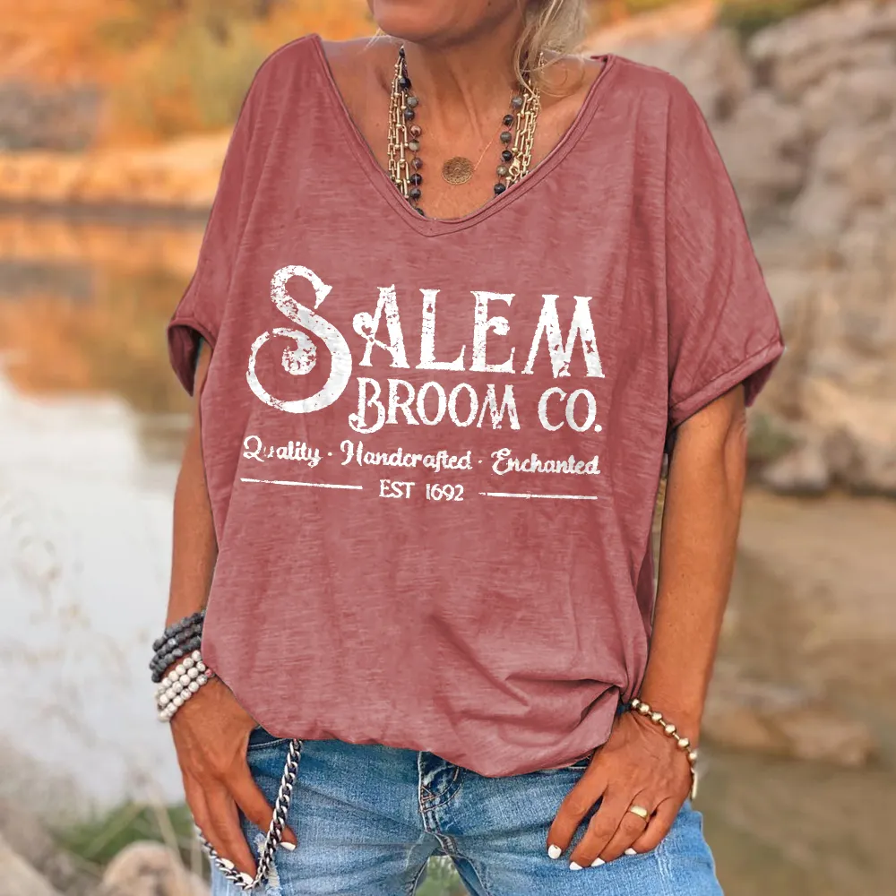 Salem Broom Co. Quality Handcrafted Enchanted EST 1692 Printed Women's T-shirt