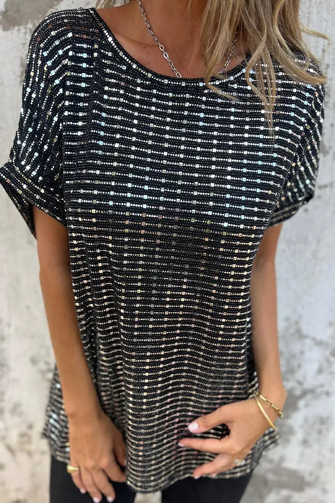 Women's hot stamping loose casual T-shirt