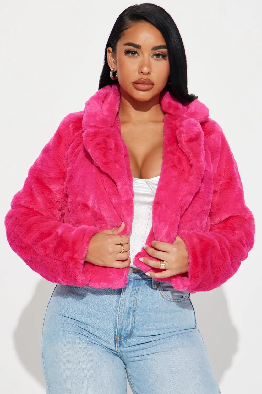 Warm By The Fireside Faux Fur Jacket - Fuchsia