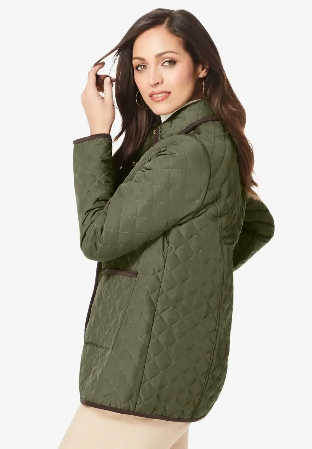 Snap-Front Quilted Coat