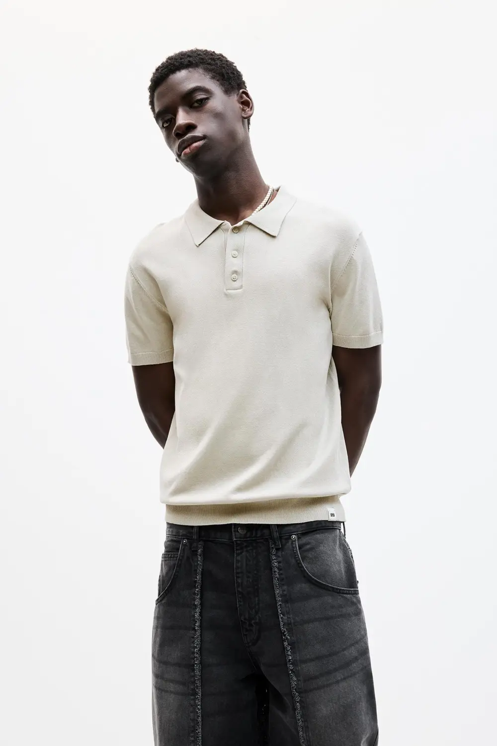 Short sleeve knit polo shirt