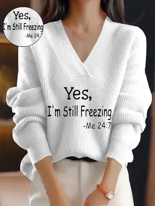 Women‘s Christmas Pullover Sweater Jumper Casual Sweater V Neck Ribbed Knit Polyester Knitted Print Fall Winter Regular Outdoor Xmas Going out Daily Stylish Long Sleeve Letter White Wine Khaki S M L