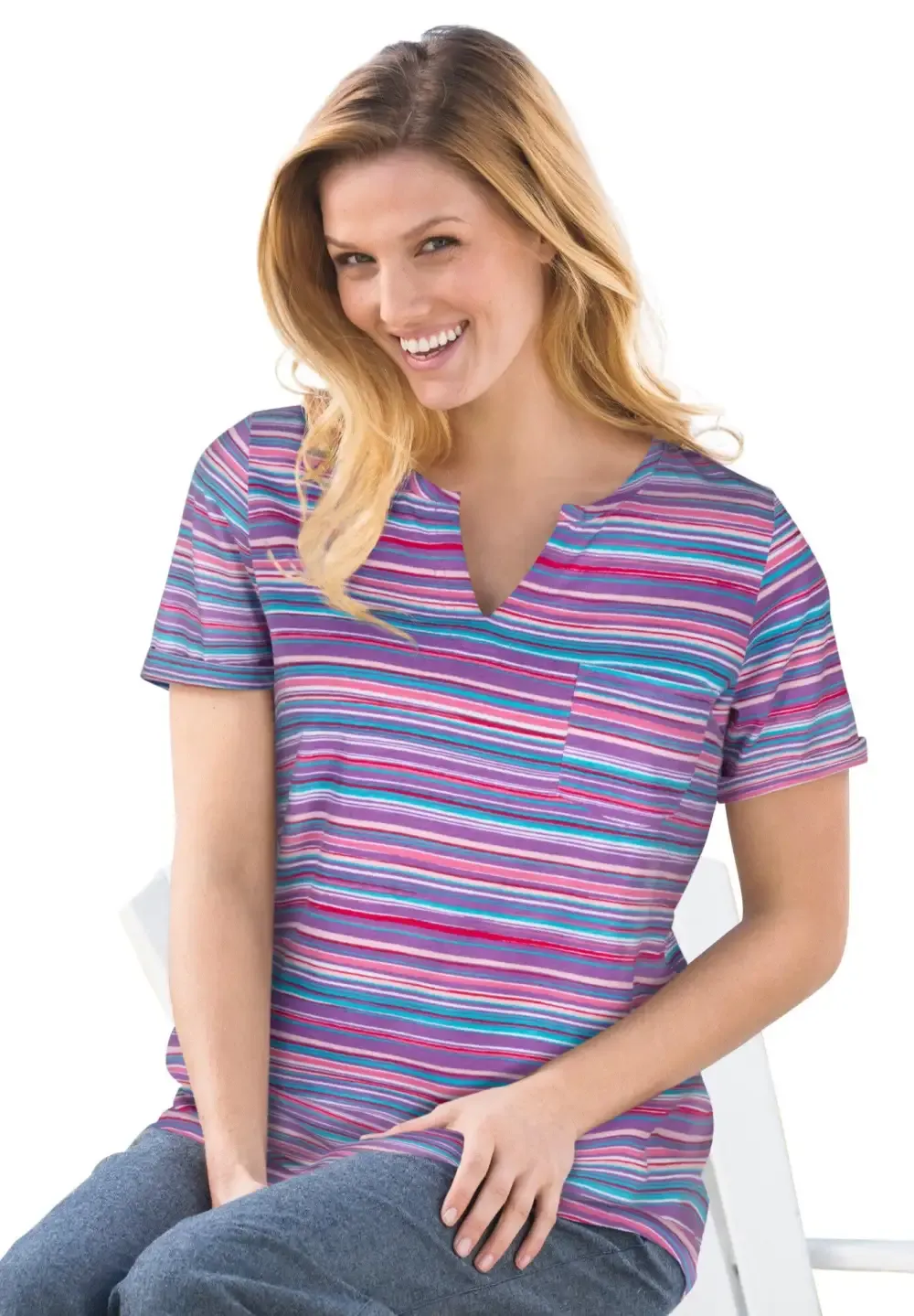 Short-Sleeve Notch-Neck Tee