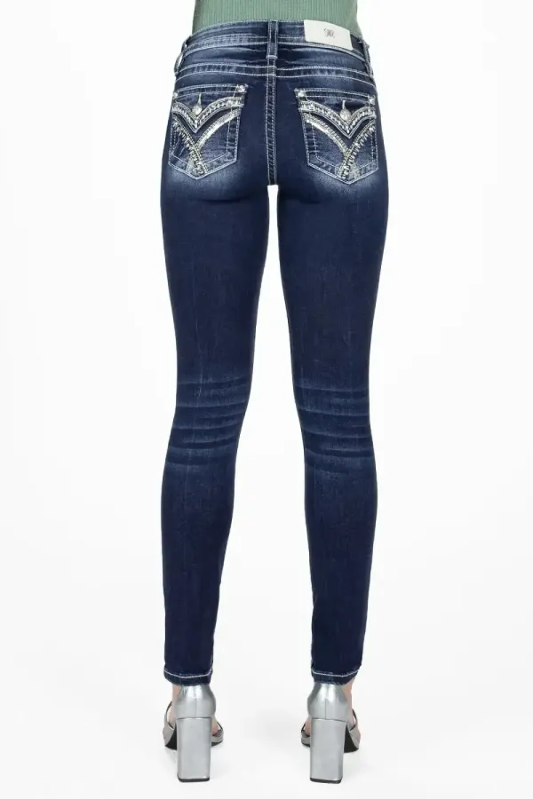 Gold & White Cross Stitch Skinny Jeans