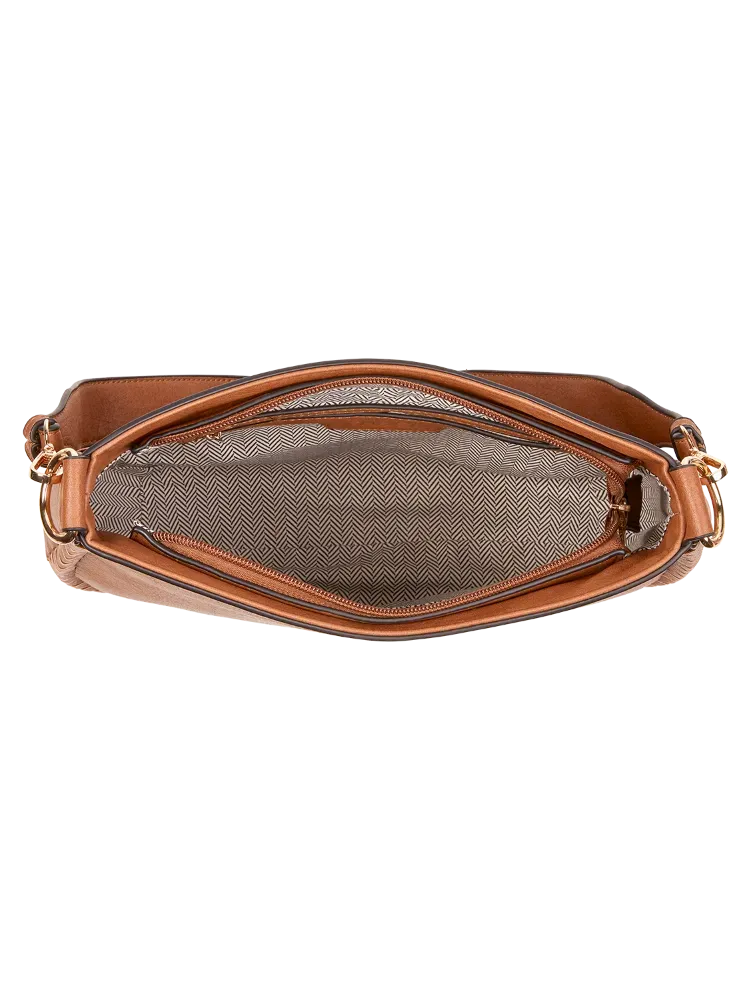 Faux Leather Crossbody Bag With Dual Straps