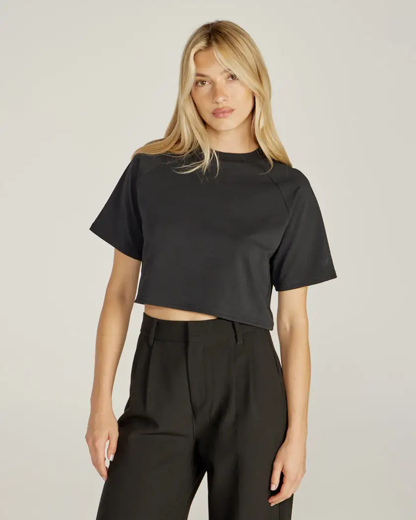 Lux Relaxed Mockneck Raglan Tee