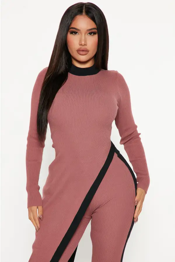 Skylar Sweater Pant Set - Mauve/combo