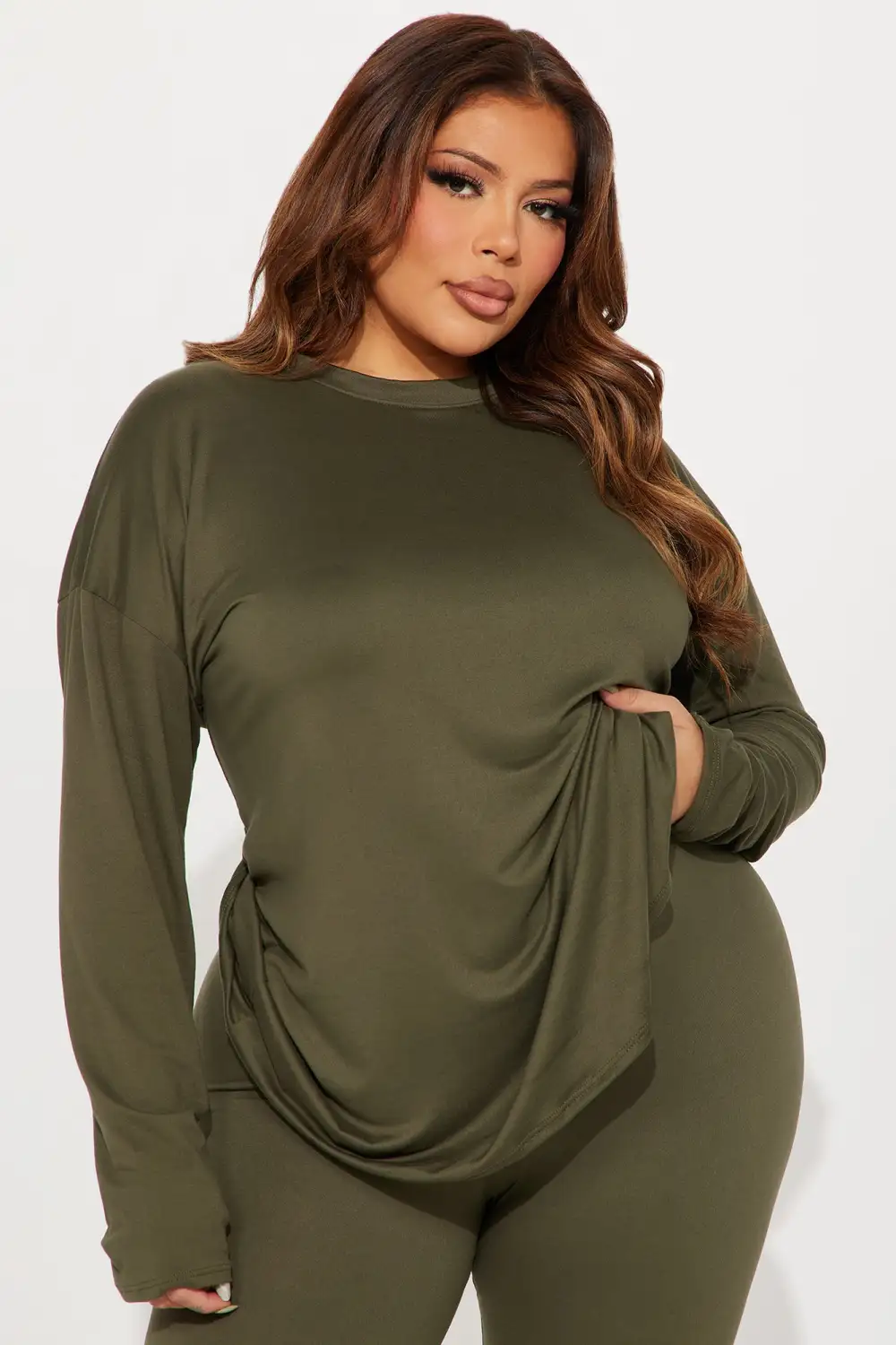 Weekend Vibes Long Sleeve Set - Olive