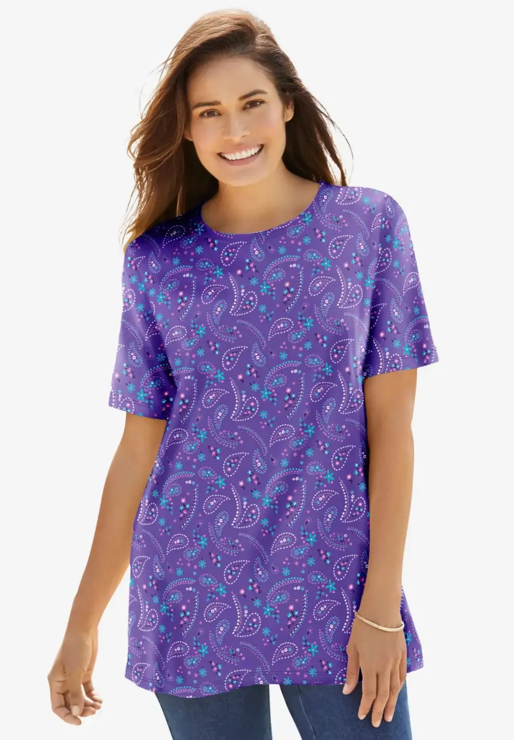 Perfect Printed Short-Sleeve Crewneck Tee