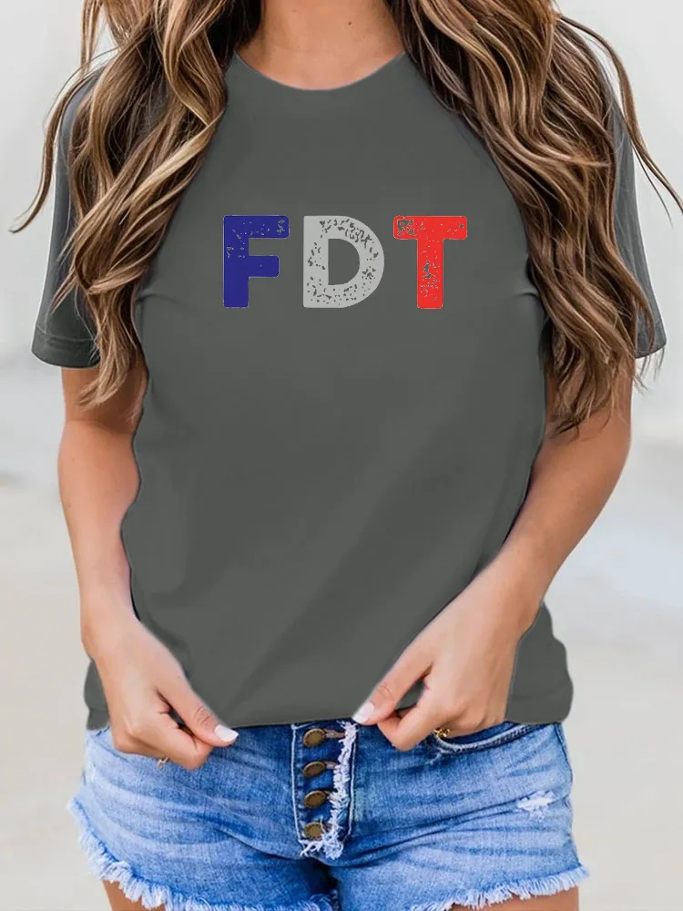 Women's Short Sleeve Round Neck Pure Cotton T-Shirt