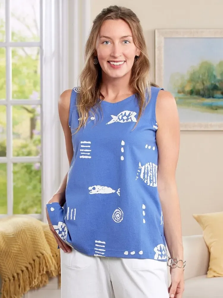 M.MAC Rock Fish Sleeveless Cotton Knit Top