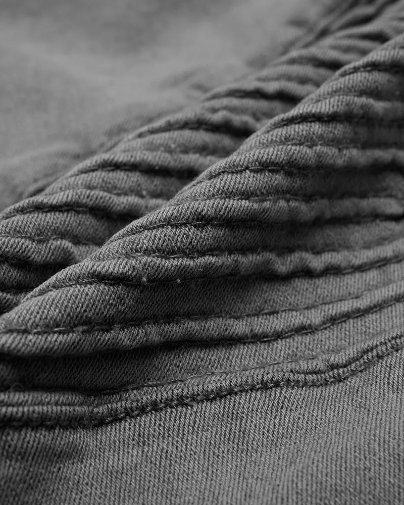 Slant Pocket Zip Side Seam Detail Mid Waist Skinny Jeans