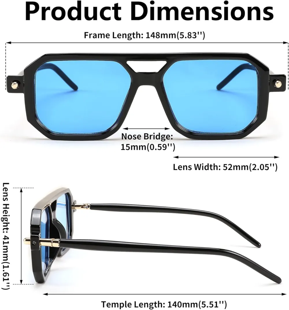 FEISEDY Vintage Square 70s Flat Aviator Sunglasses Women Men Classic Retro Stylish Frame UV400 Sunglasses B2622