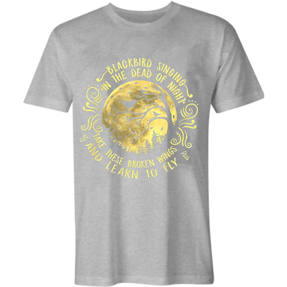 Men's Blackbird Singing In The Dead Of Night Printed T-shirt