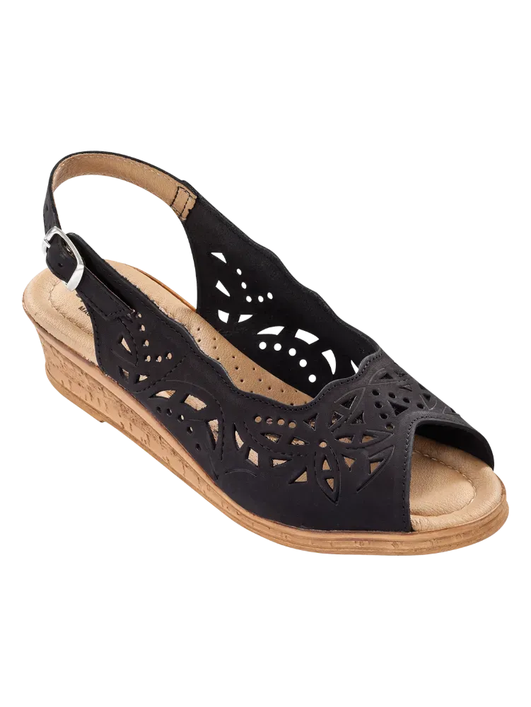 Women's Leather Cutwork Slingbacks