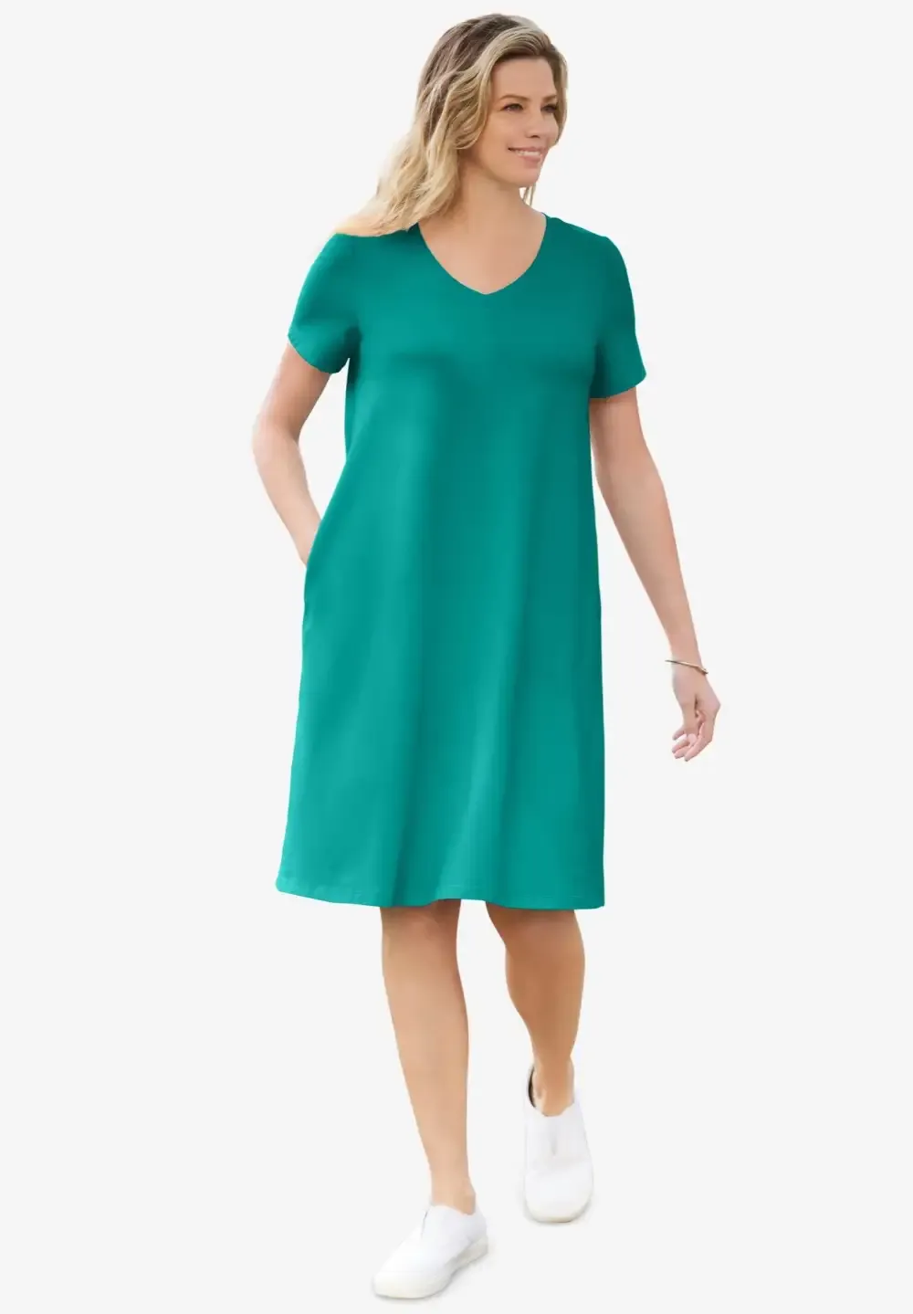 Perfect Short-Sleeve V-Neck Tee Dress