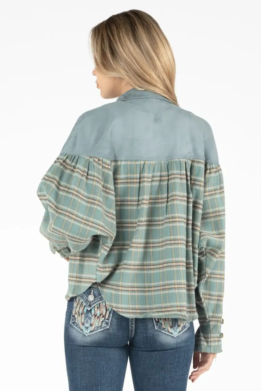 Dolman Plaid Button Up Shirt