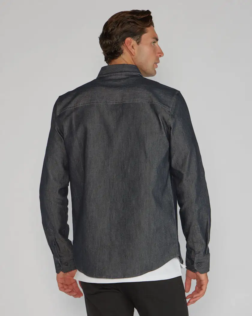 Tech Denim Long Sleeve Button Down