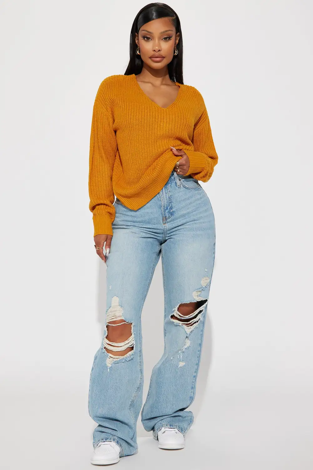 Falls Favorite Girl Sweater II - Mustard
