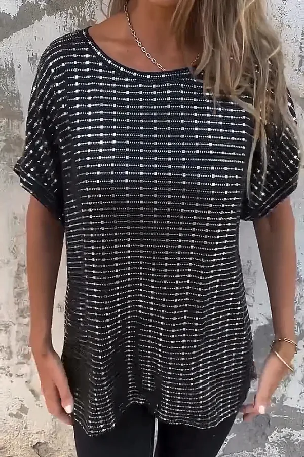 Women's hot stamping loose casual T-shirt