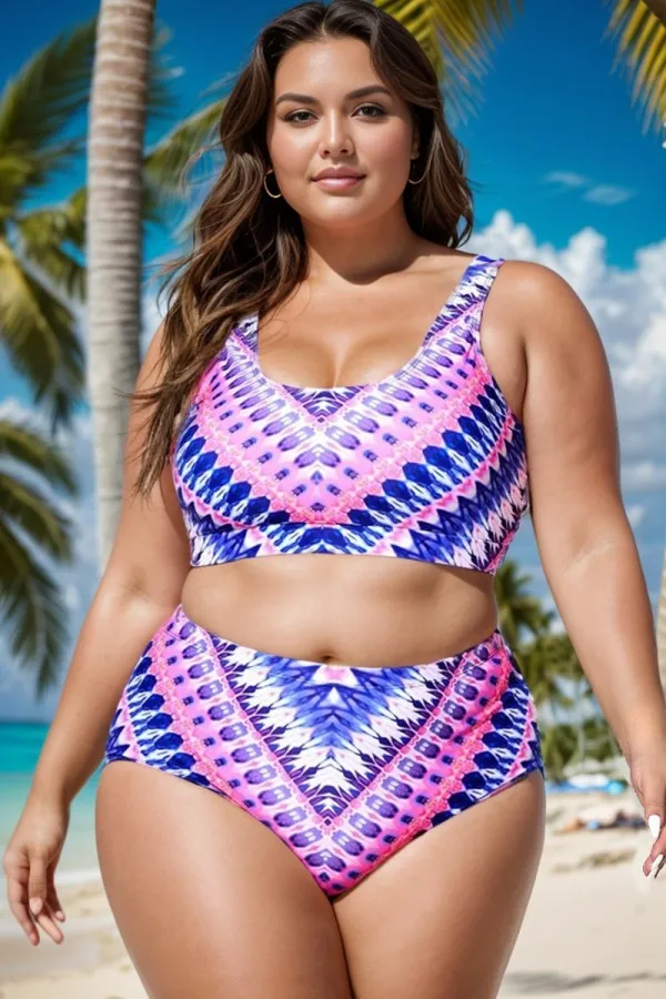 Plus Size Flattering Vibrant Stripe Bikini Top