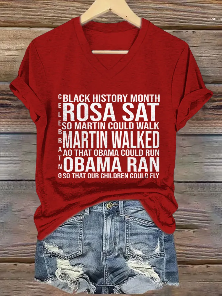 Women'S Black History Month V-Neck Short-Sleeved T-Shirt