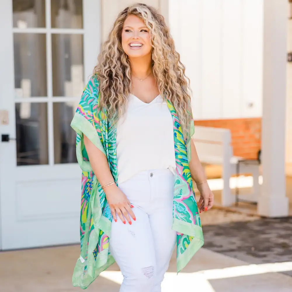 Tropical Palm Trees Kimono, Green