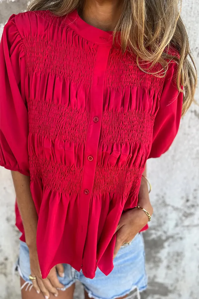Women's solid color chiffon doll top