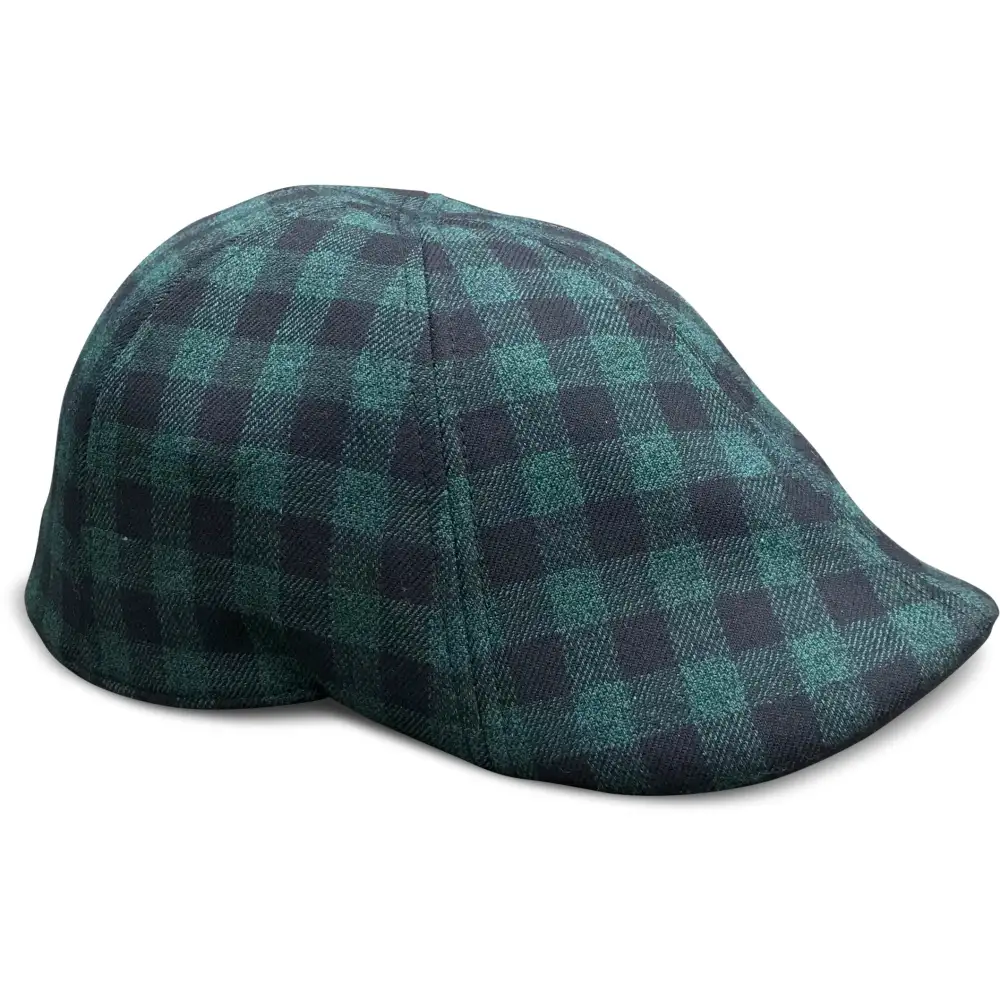 The Brogue Boston Scally Cap - Forest Green & Black Plaid