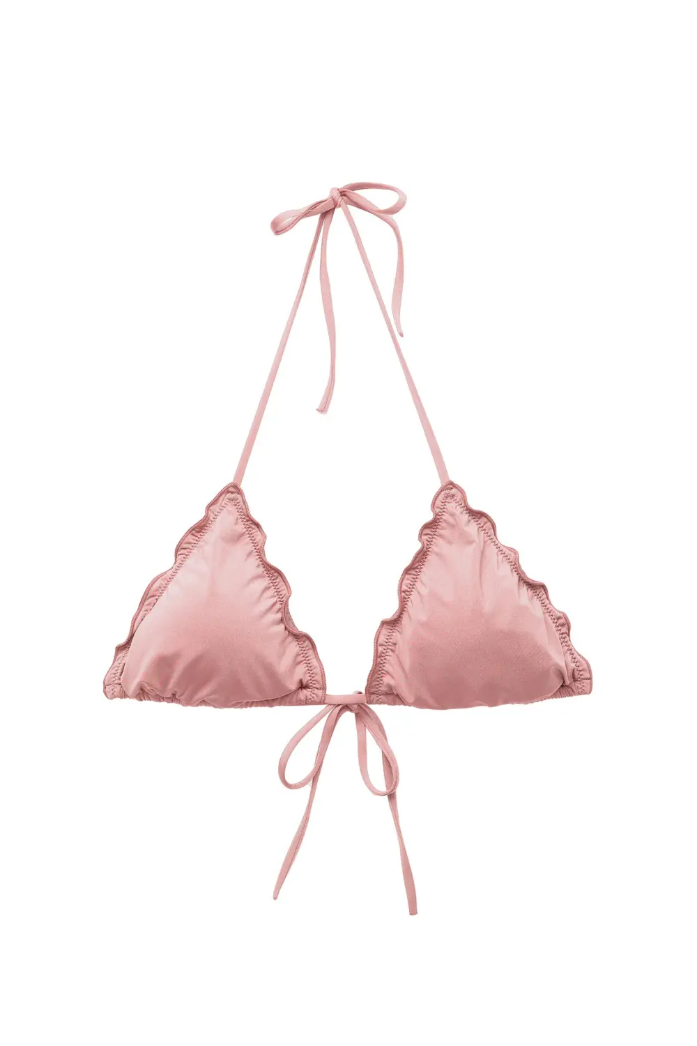 Ruffled triangle bikini top
