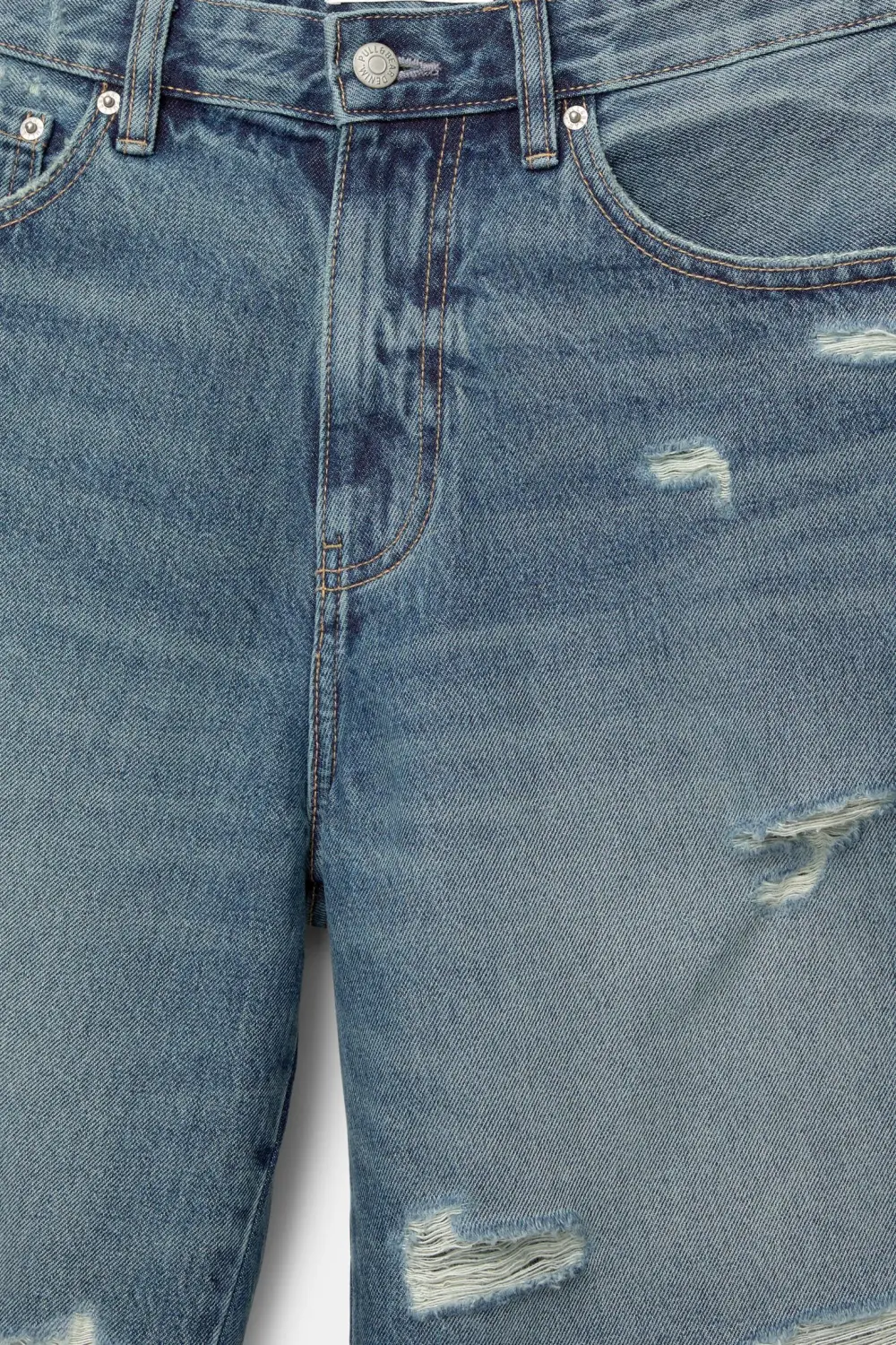 Ripped denim Bermuda shorts