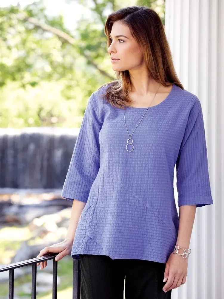Crinkle Cotton 3/4 Sleeve Tunic Top