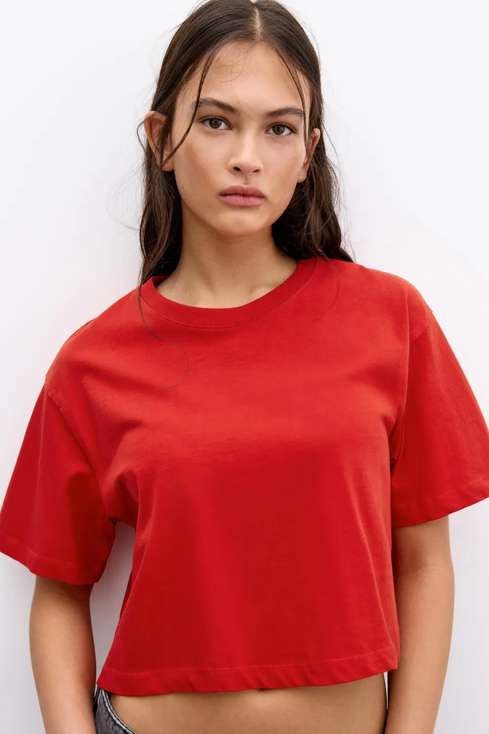 Camiseta cropped manga corta