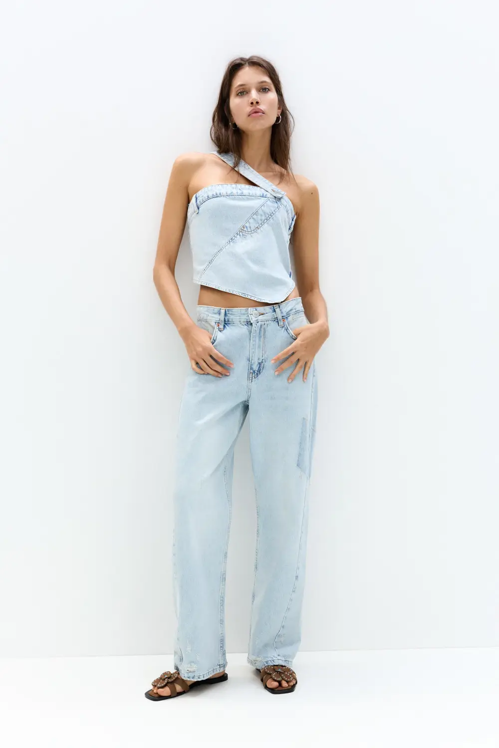 Patchwork denim top