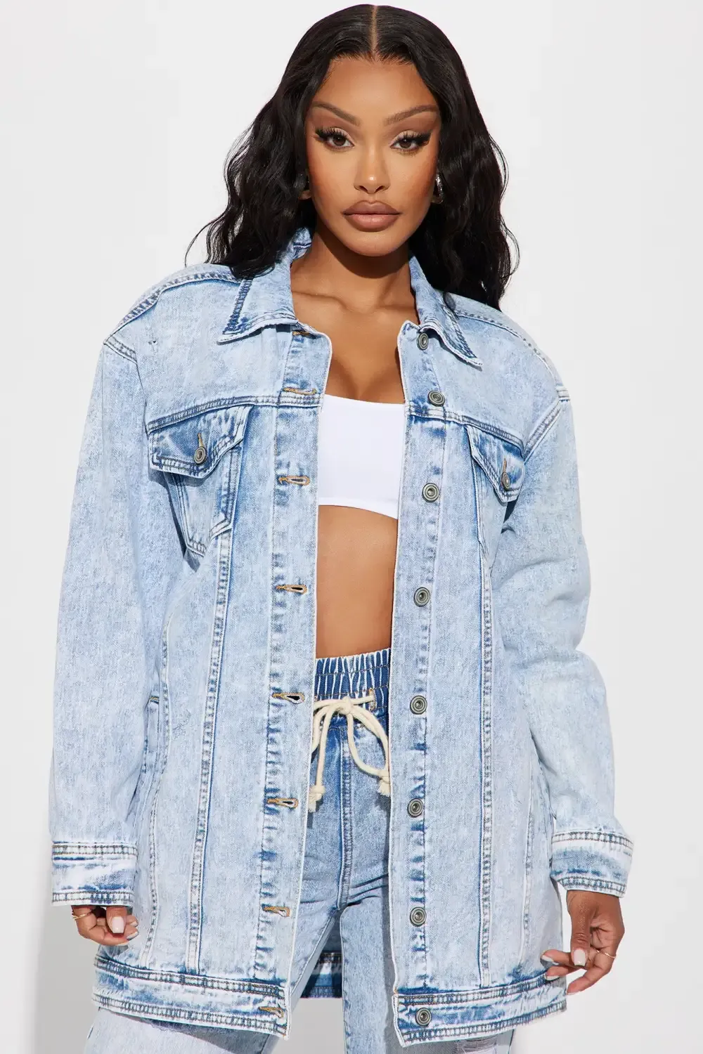 Most Wanted Stone Wash Denim Boyfriend Trucker Jacket- Stone Blue Wash
