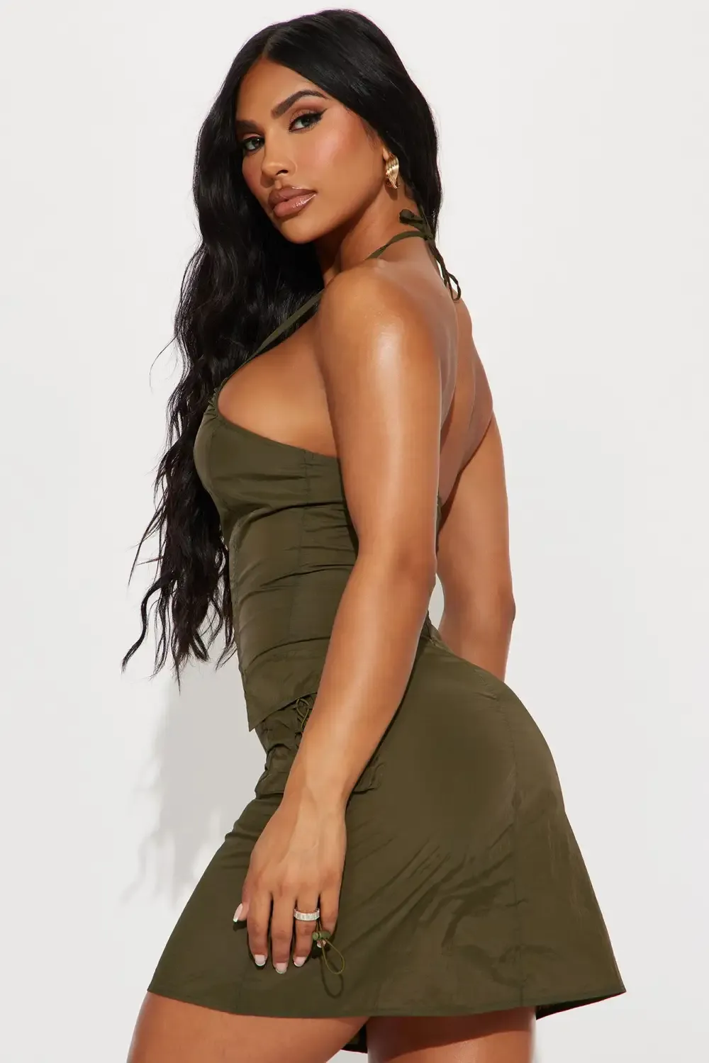 Precious Cargo Parachute Mini Dress - Olive